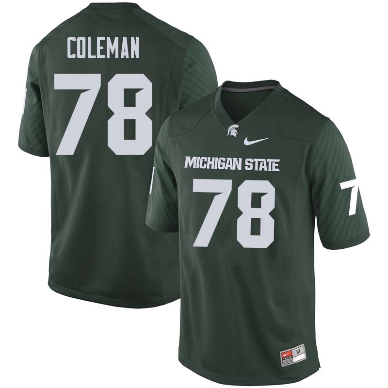 Men #78 Don Coleman Michigan State College Football Jerseys Sale-Green